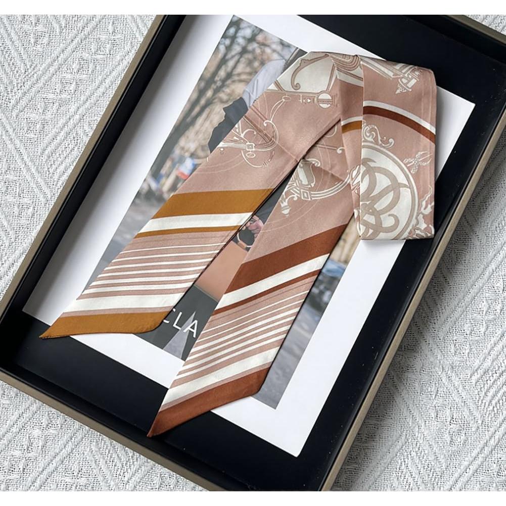 Bufanda de Seda de Morera JERLA 100% Beige 86x5 cm Multiusos