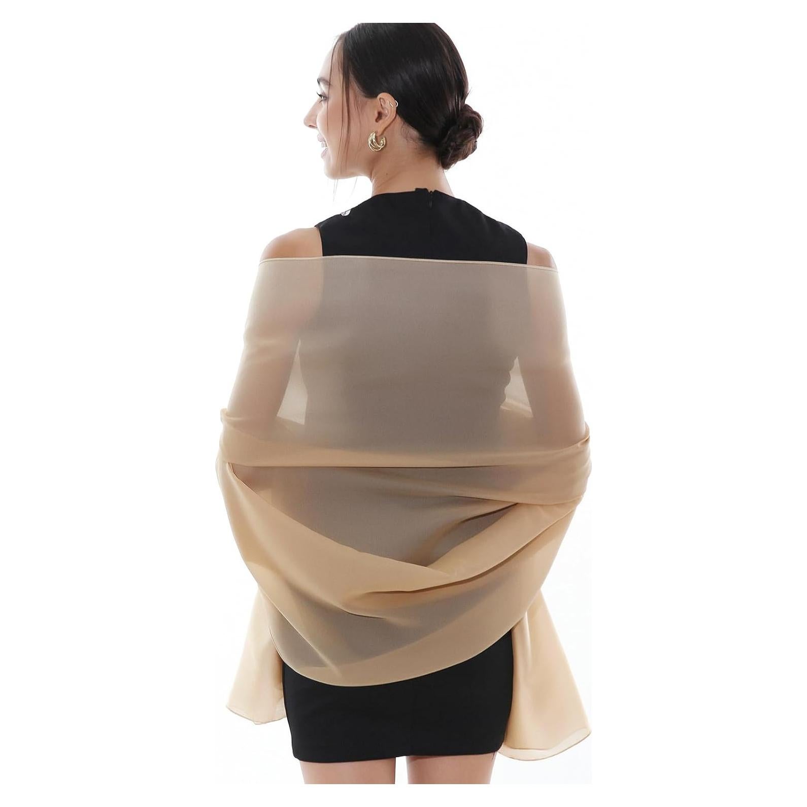 Chal de Gasa RIIQIICHY para Mujeres 90x180 cm Color Champán