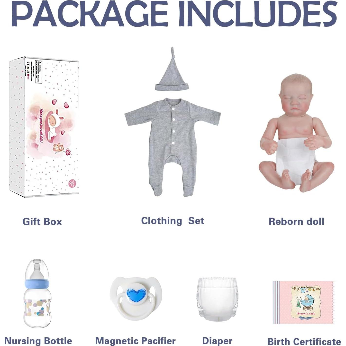 Muñeca Bebé Reborn WOOROY 45.72 cm Silicona Vinilo Accesorios