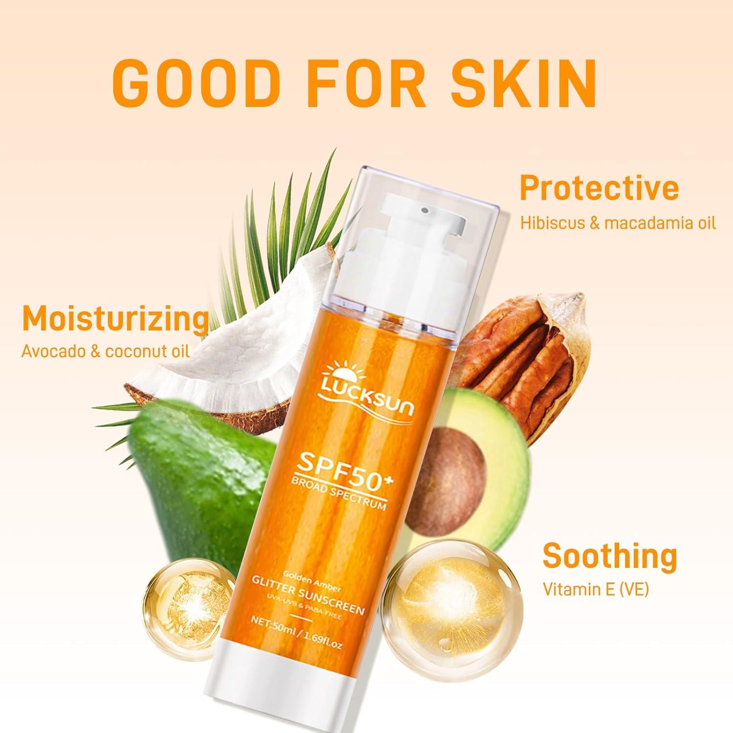 Aceite Brillante para el Cuerpo Electrum SPF 50 - Hidratante con Coco