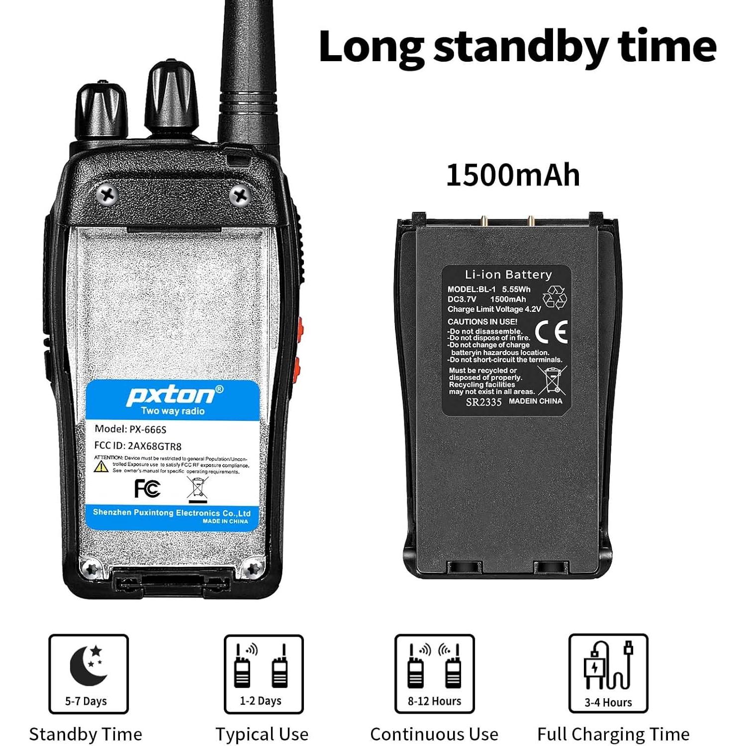 Walkie Talkies Pxton PX-666S Recargables 4 Unidades