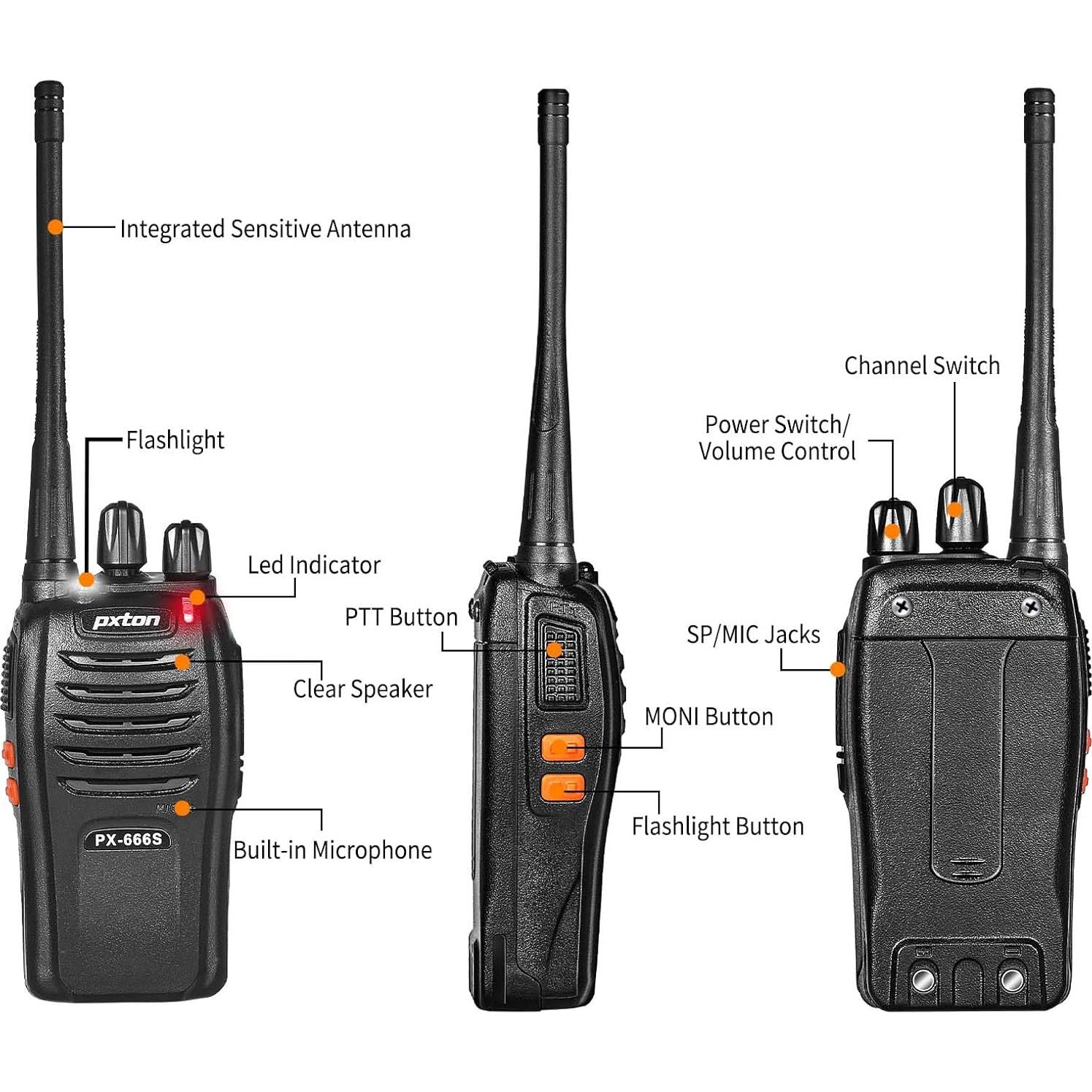 Walkie Talkies Pxton PX-666S Recargables 4 Unidades