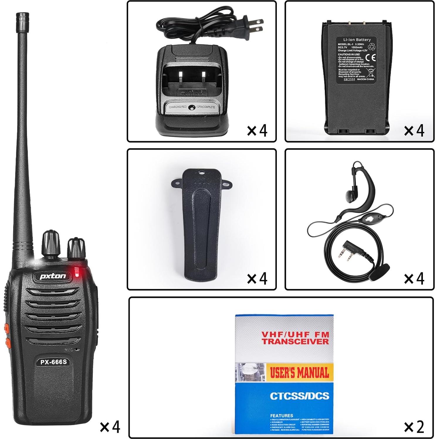 Walkie Talkies Pxton PX-666S Recargables 4 Unidades
