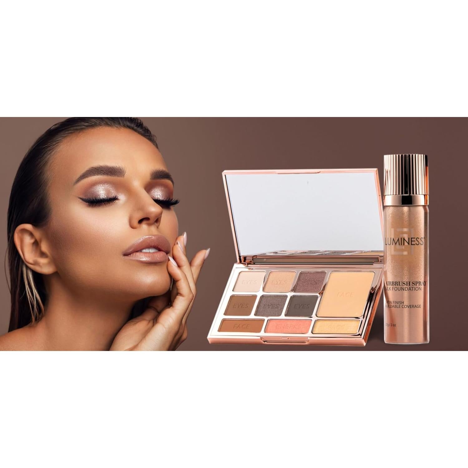 Kit de Maquillaje Luminess Todo en Uno - Base Airbrush y Paleta