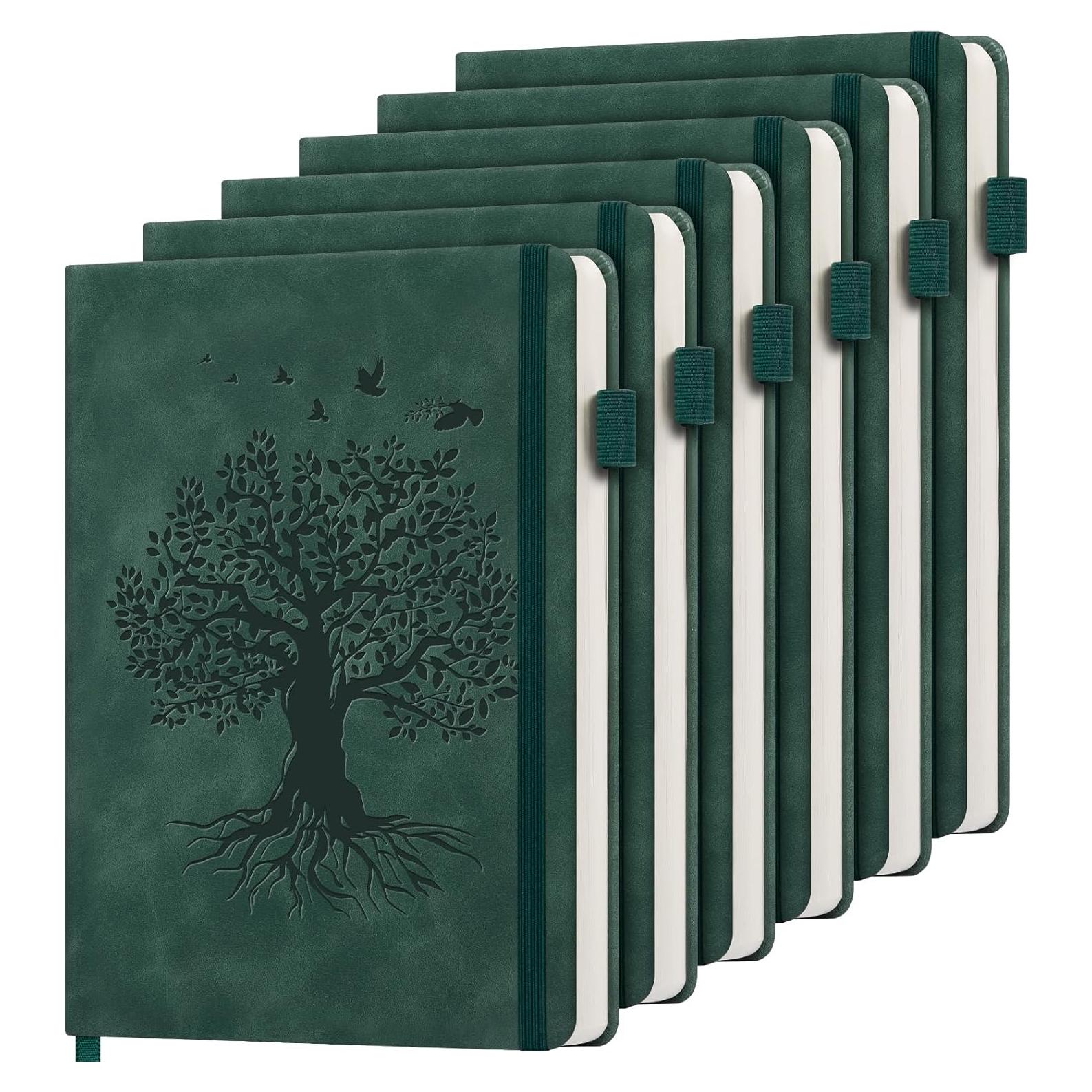 Paquete de 6 Cuadernos A5 Tapa Dura Cuero ALKALO 200 Páginas