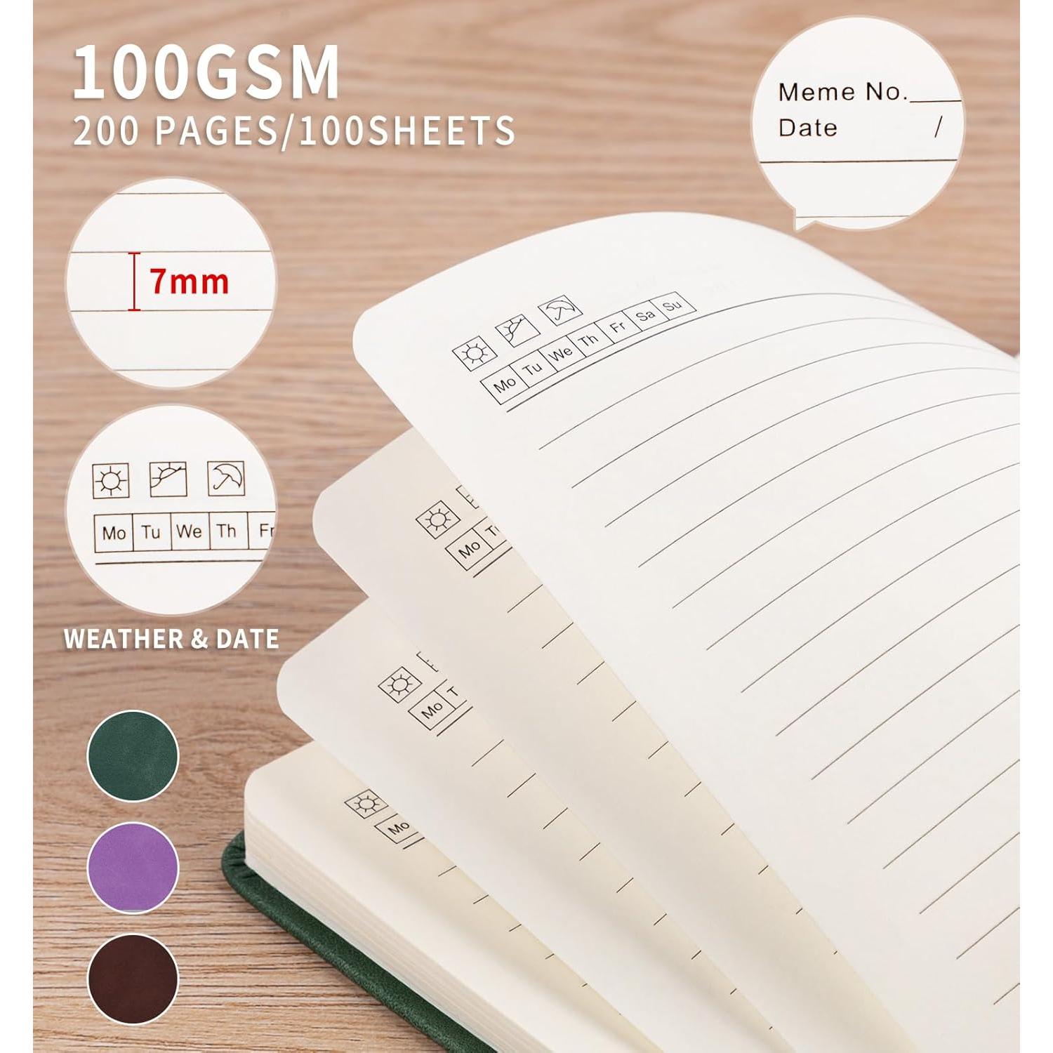 Paquete de 6 Cuadernos A5 Tapa Dura Cuero ALKALO 200 Páginas