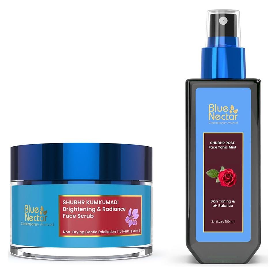Exfoliante Facial Kumkumadi Blue Nectar 48 g + Tónico Rosa 100 ml