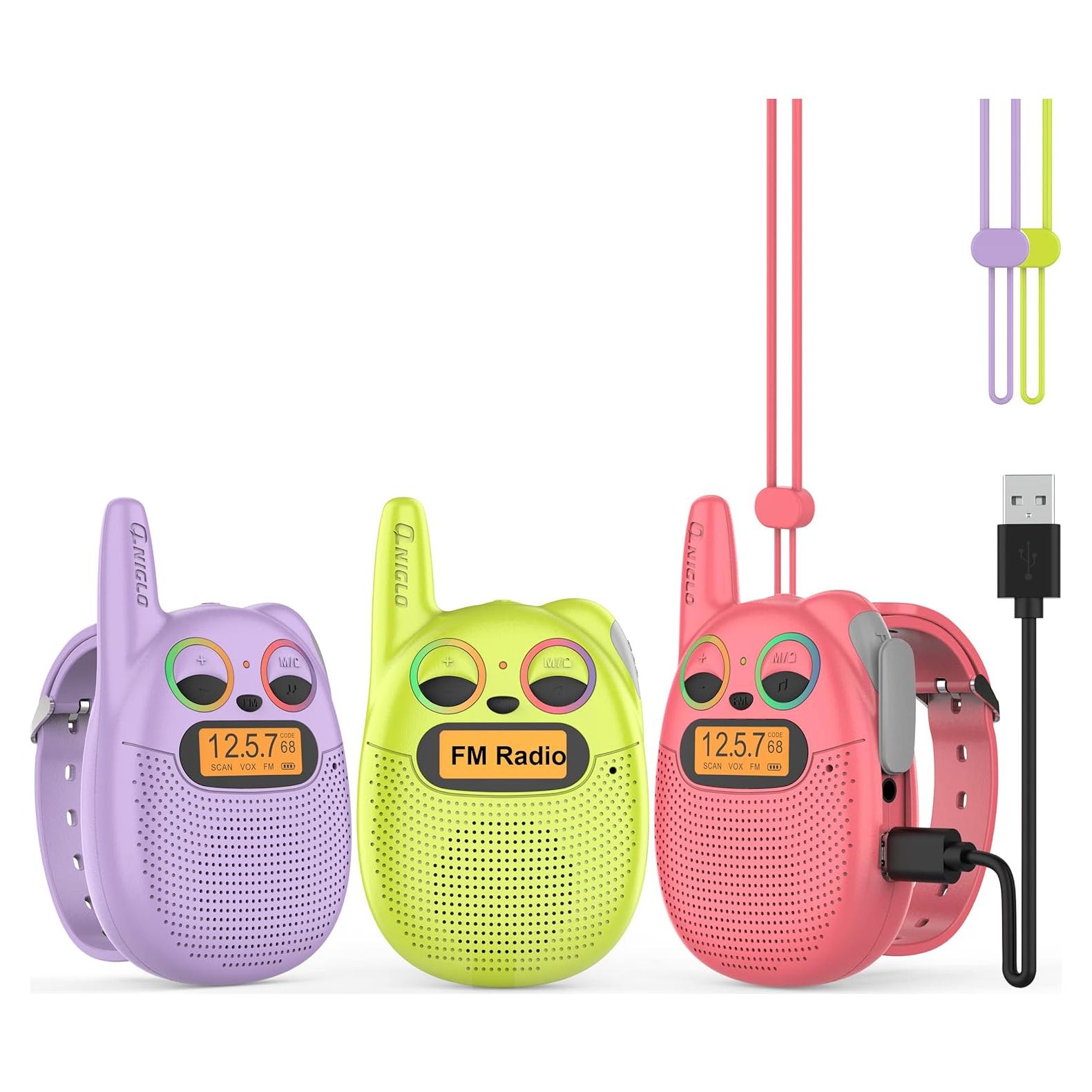 Walkie Talkies Qniglo Recargables 3 Paquete para Niños