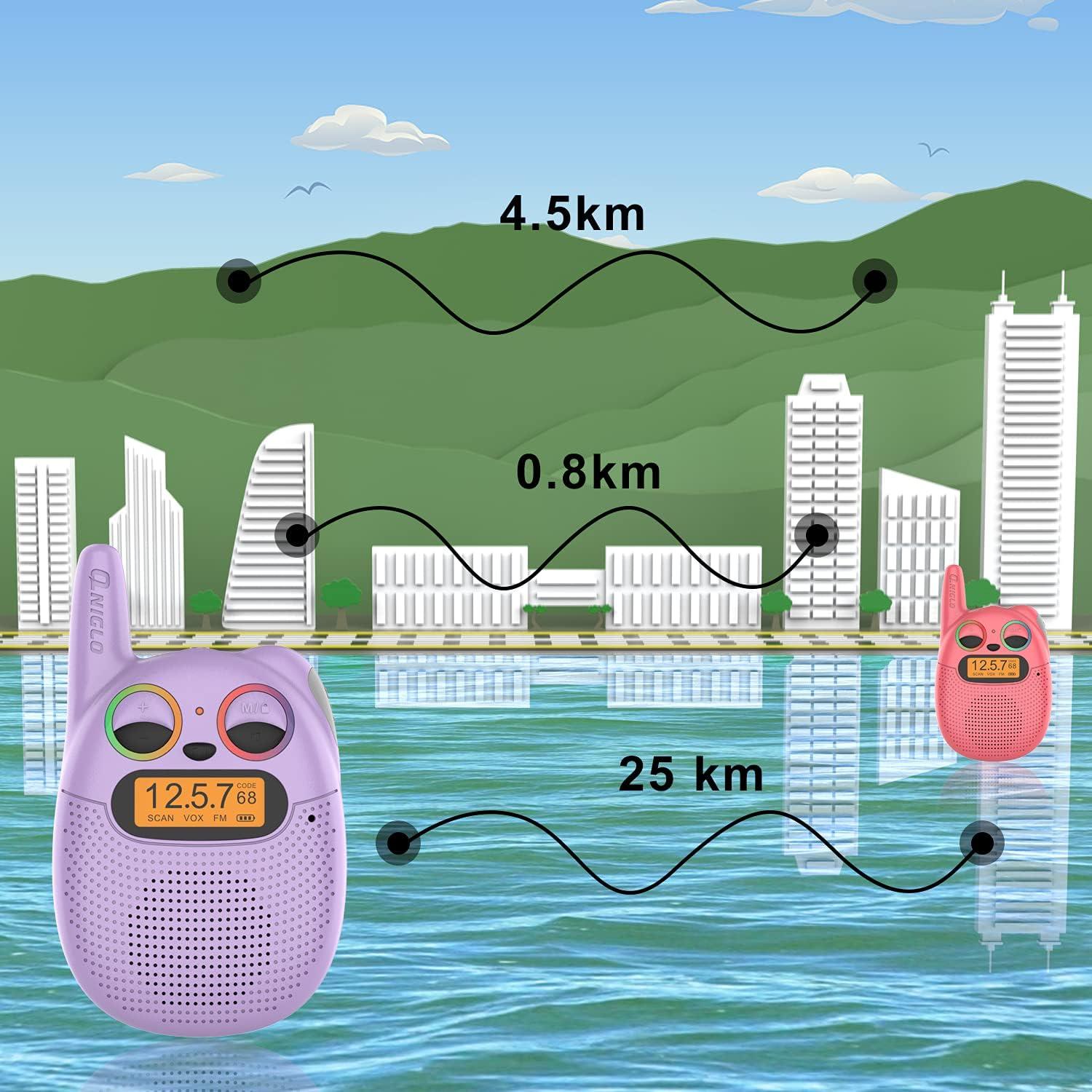 Walkie Talkies Qniglo Recargables 3 Paquete para Niños