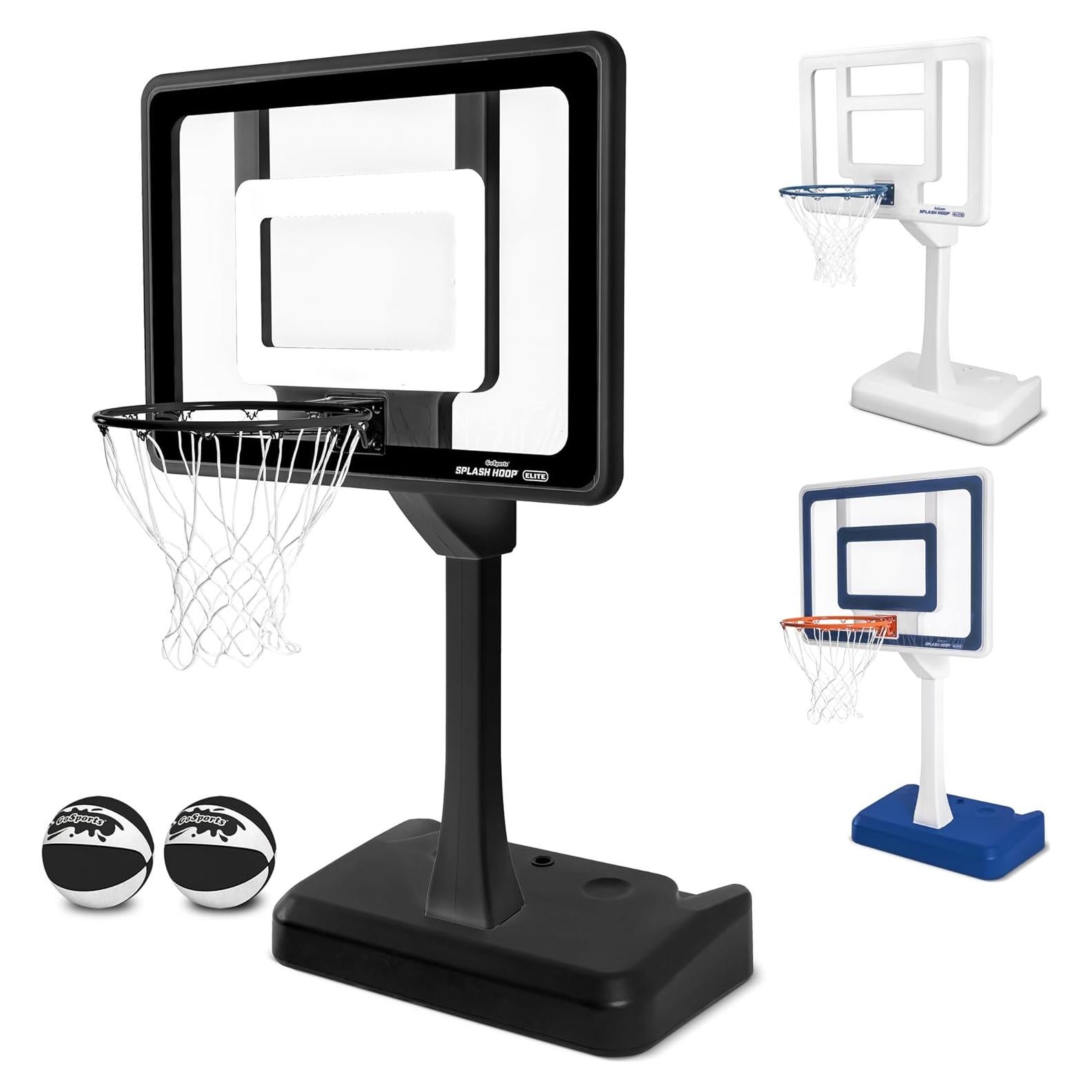 Aro de Baloncesto para Piscina GoSports Splash Hoop Elite - Altura Ajustable, Base de Agua y 2 Balones