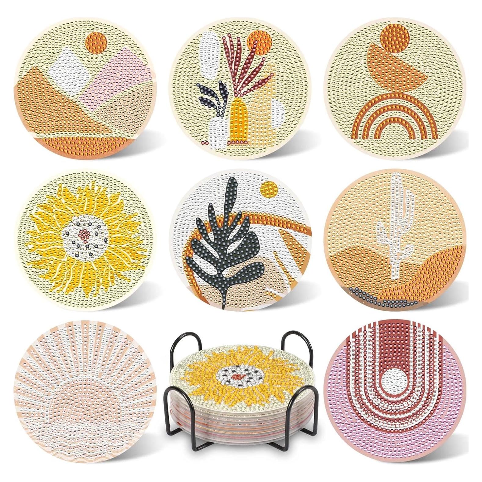 Posavasos de Arte de Diamante UPINS 8 Piezas Boho