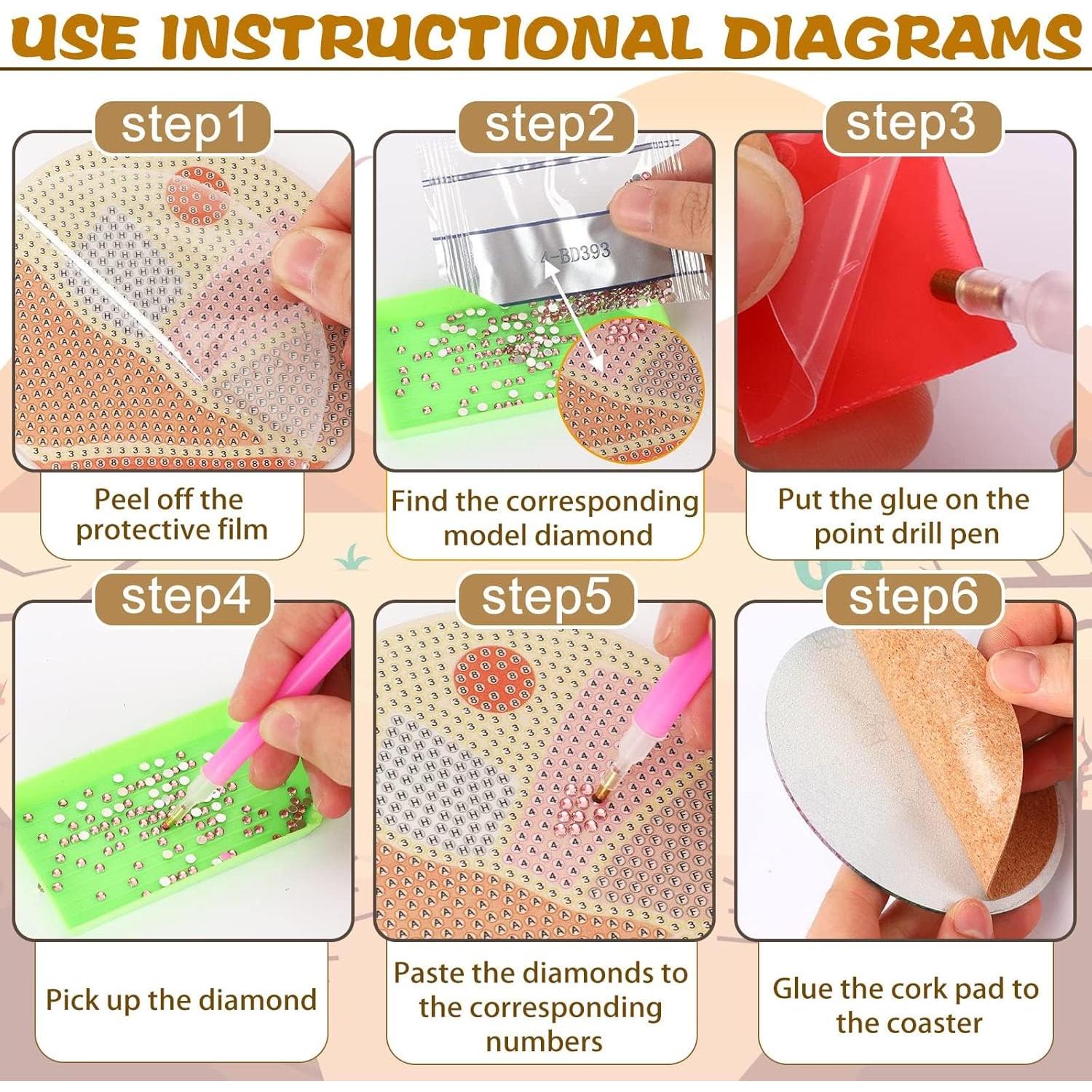 Posavasos de Arte de Diamante UPINS 8 Piezas Boho