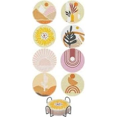 Posavasos de Arte de Diamante UPINS 8 Piezas Boho
