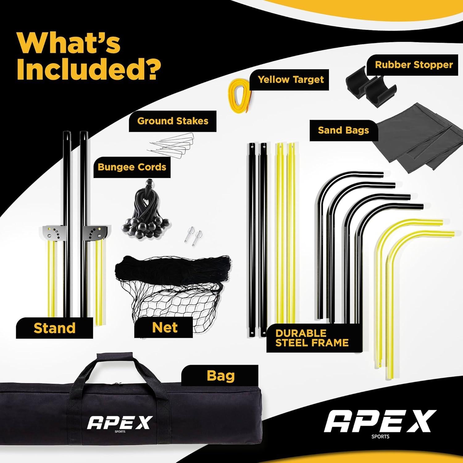 Red de Rebotador de Voleibol Apex Sports 2.13x1.22m Ajustable