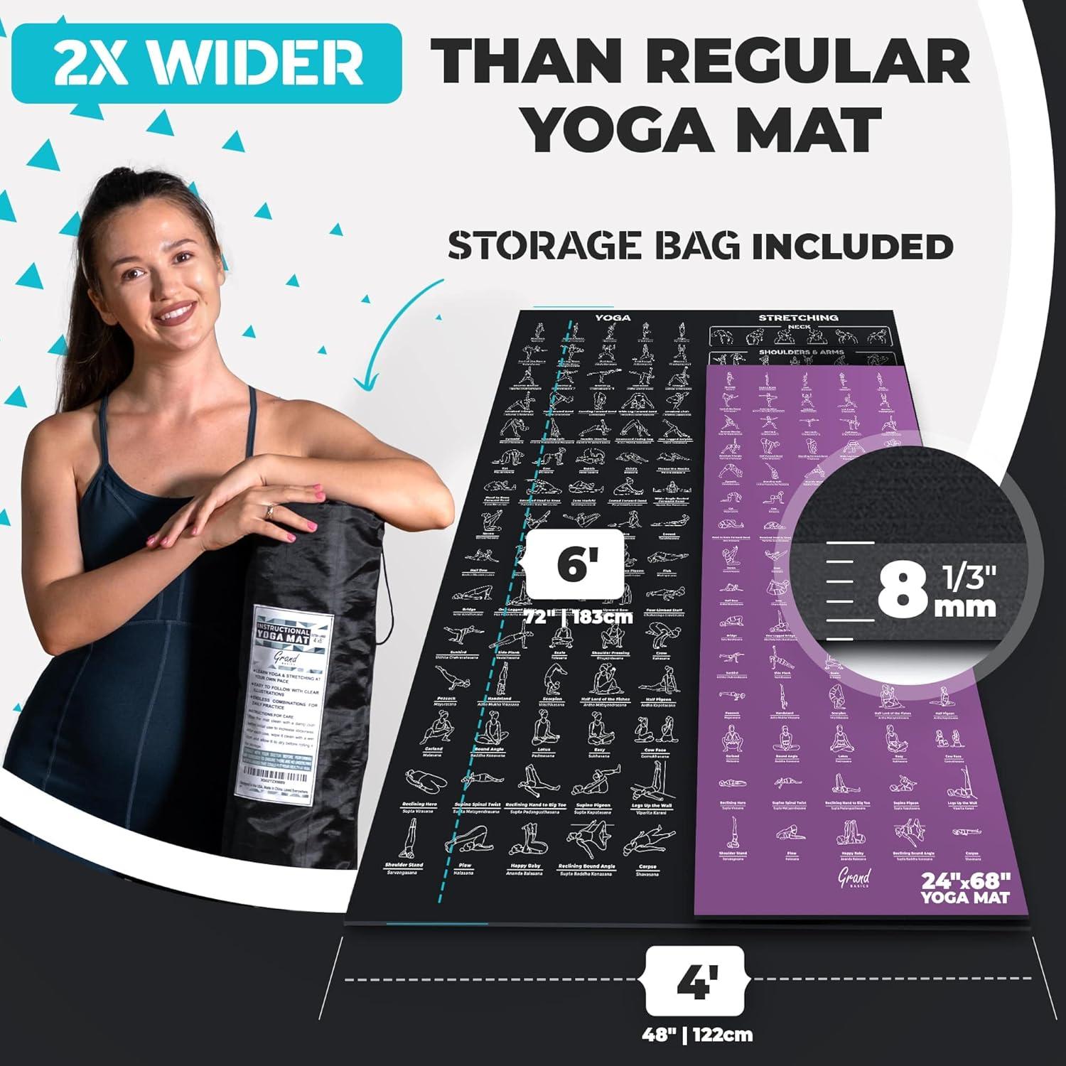 Esterilla de Yoga Instruccional XL Grand Basics 1.83x1.22m Antideslizante