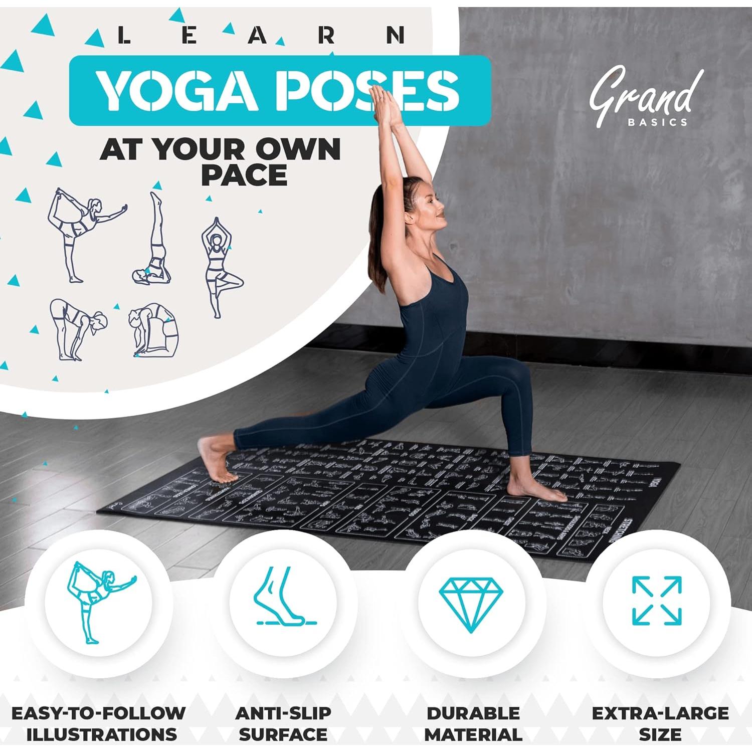 Esterilla de Yoga Instruccional XL Grand Basics 1.83x1.22m Antideslizante