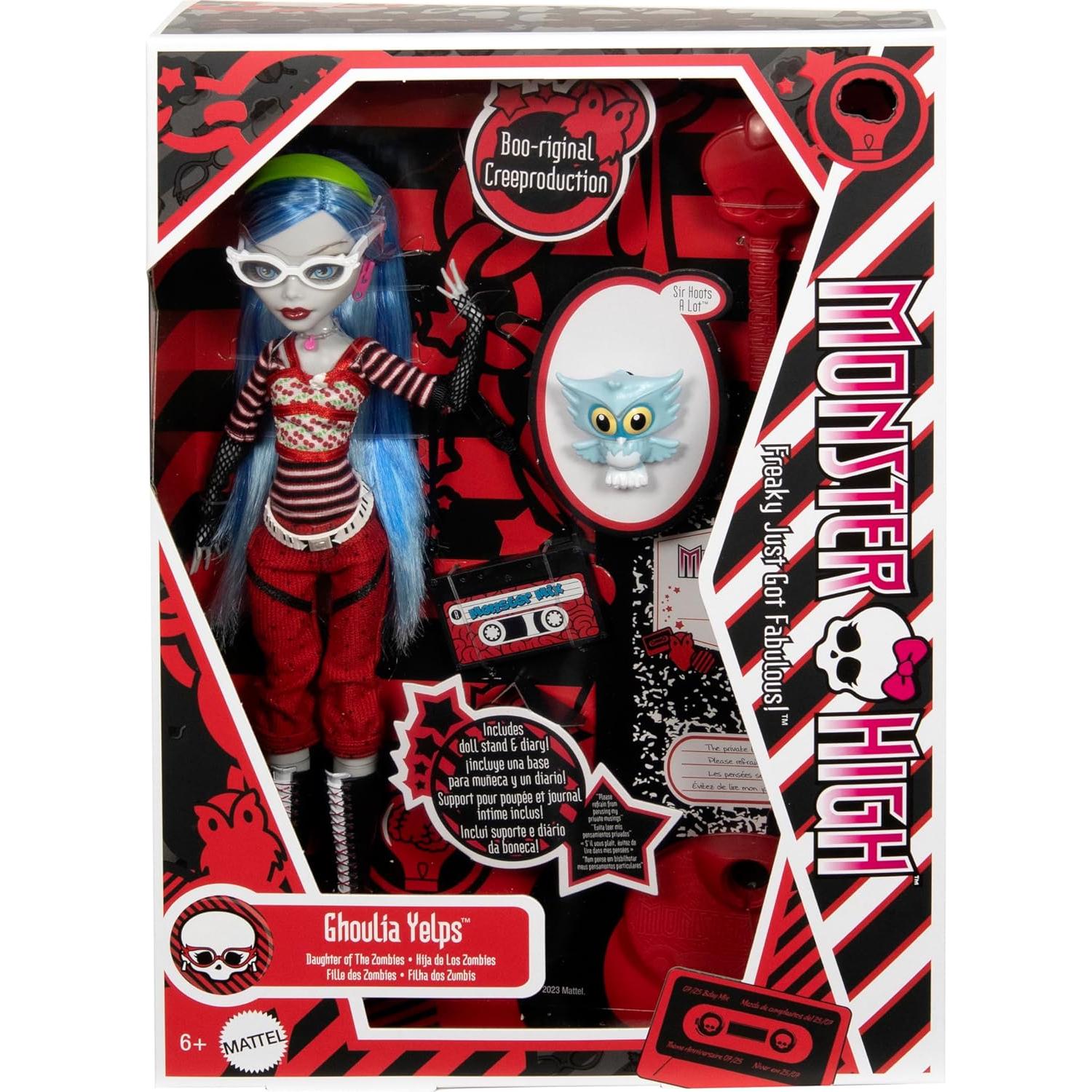 Muñeca Ghoulia Yelps Monster High con Soporte y Accesorios