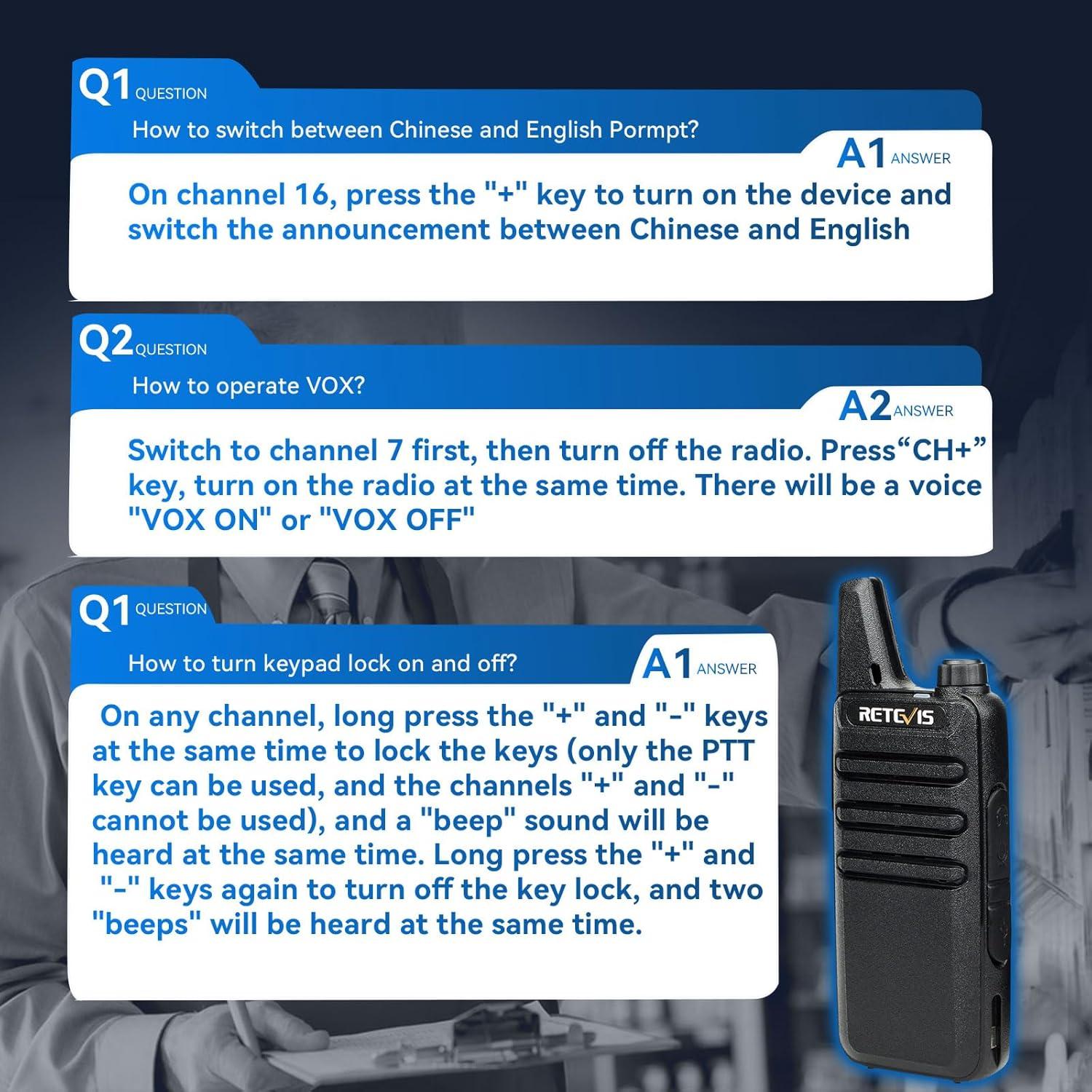 Walkie Talkies Retevis RT22 Mini Recargables 20 Unidades