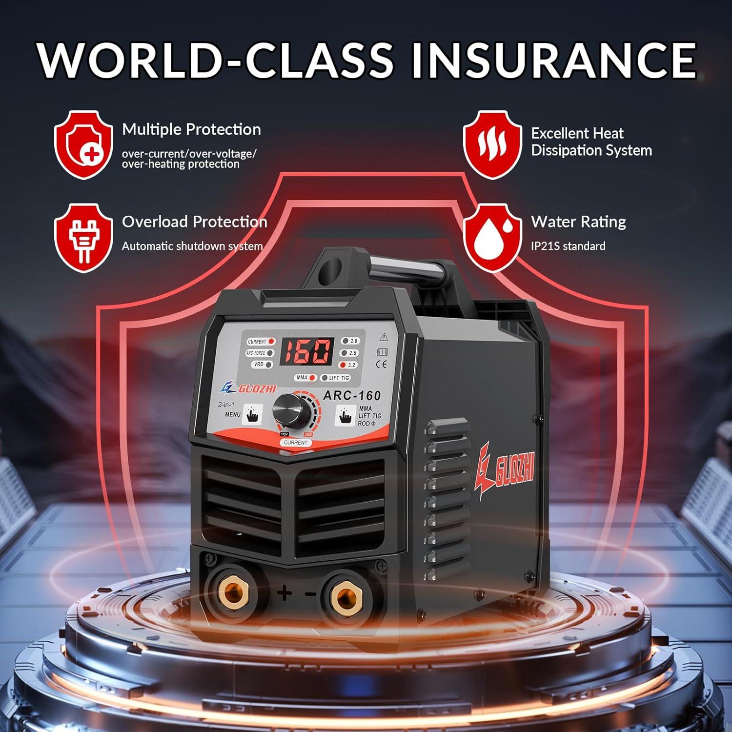 Soldador de Varilla GZ GUOZHI ARC-160 160A Doble Voltaje