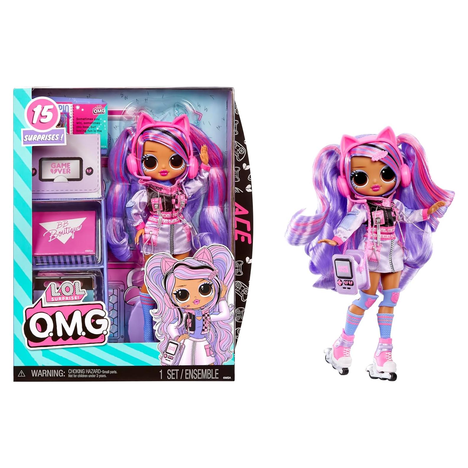 LOL Surprise OMG Ace Fashion Doll with 15 Surprises Including Gaming Themed Fashions and Accessories – Great Gift for Kids Ages 4+