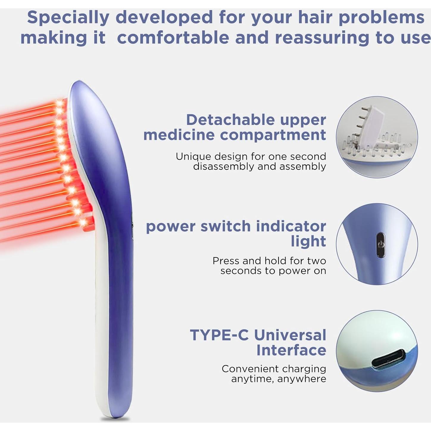 Peine Terapia Láser Tkcsoi Lasercomb-001 Crecimiento Cabello