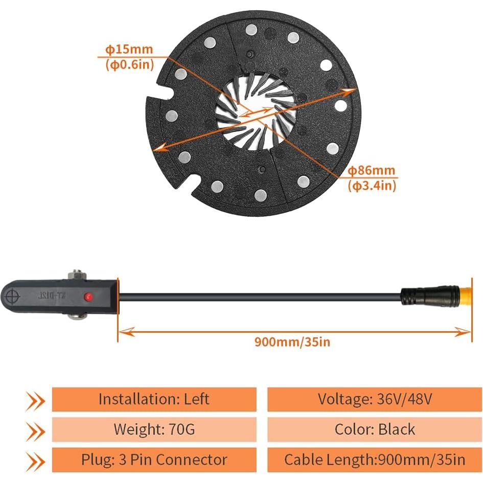 Sensor de Asistencia al Pedal HUDAMZKY KT D12 para Bicicleta