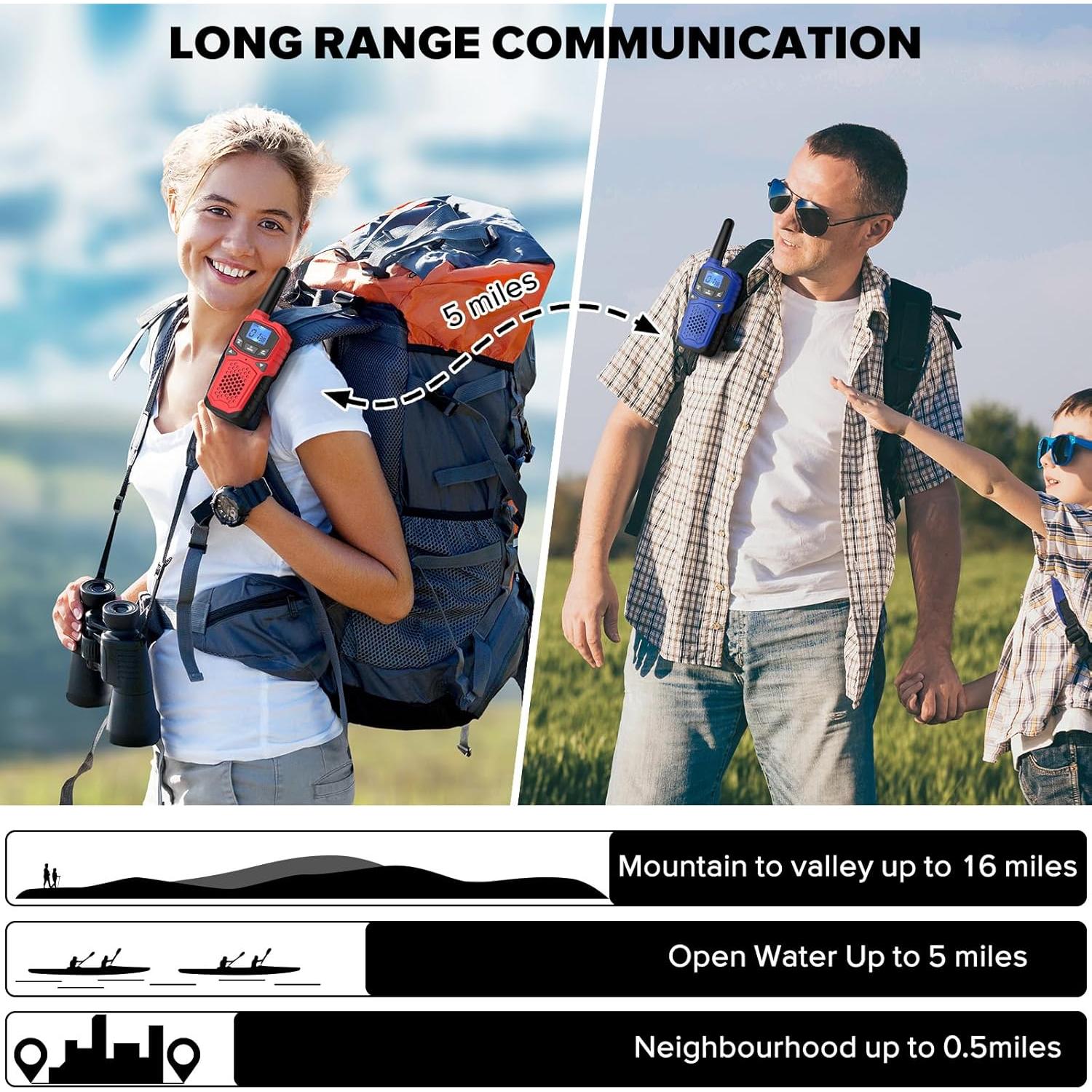 Walkie Talkies WokTok 3 Paquetes Largo Alcance SOS NOAA