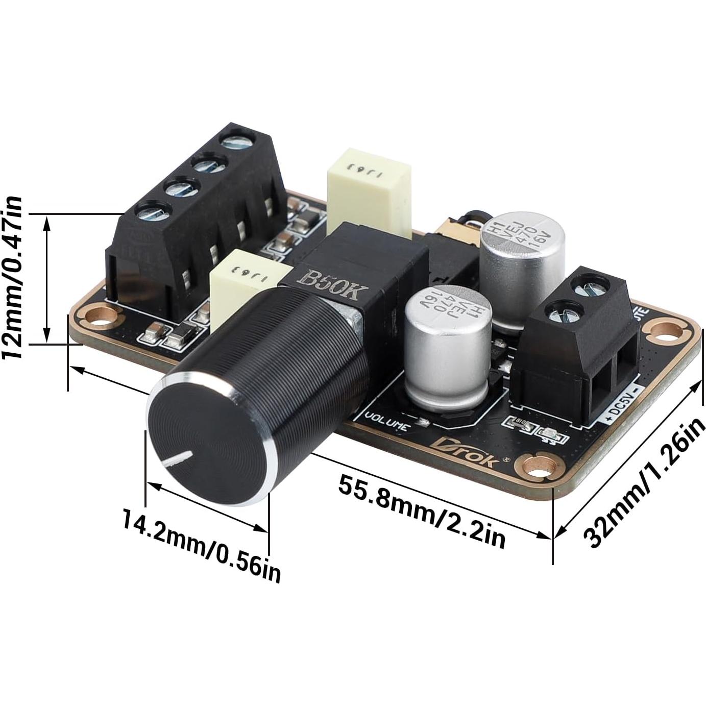 Amplificador Estéreo Digital DROK 5W+5W Clase D 5V