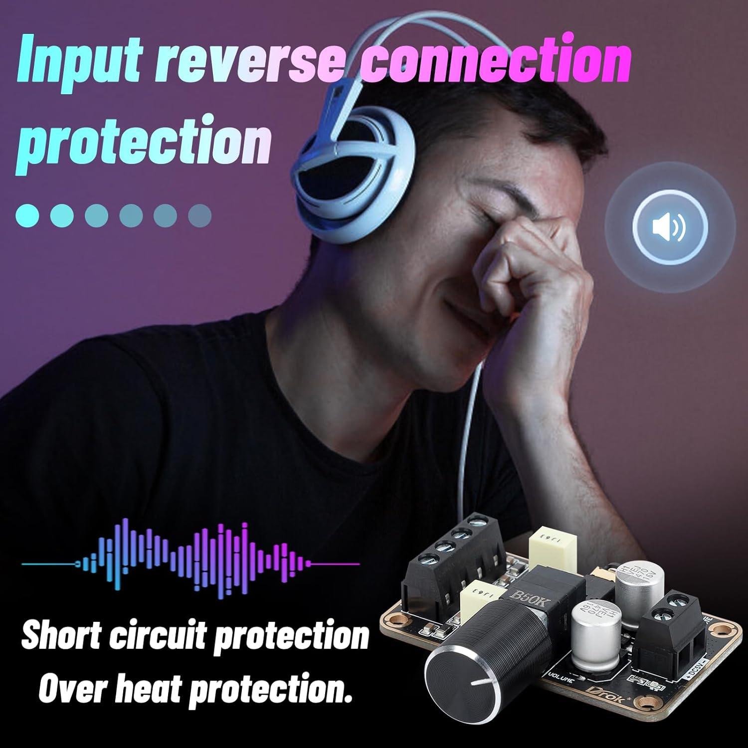 Amplificador Estéreo Digital DROK 5W+5W Clase D 5V