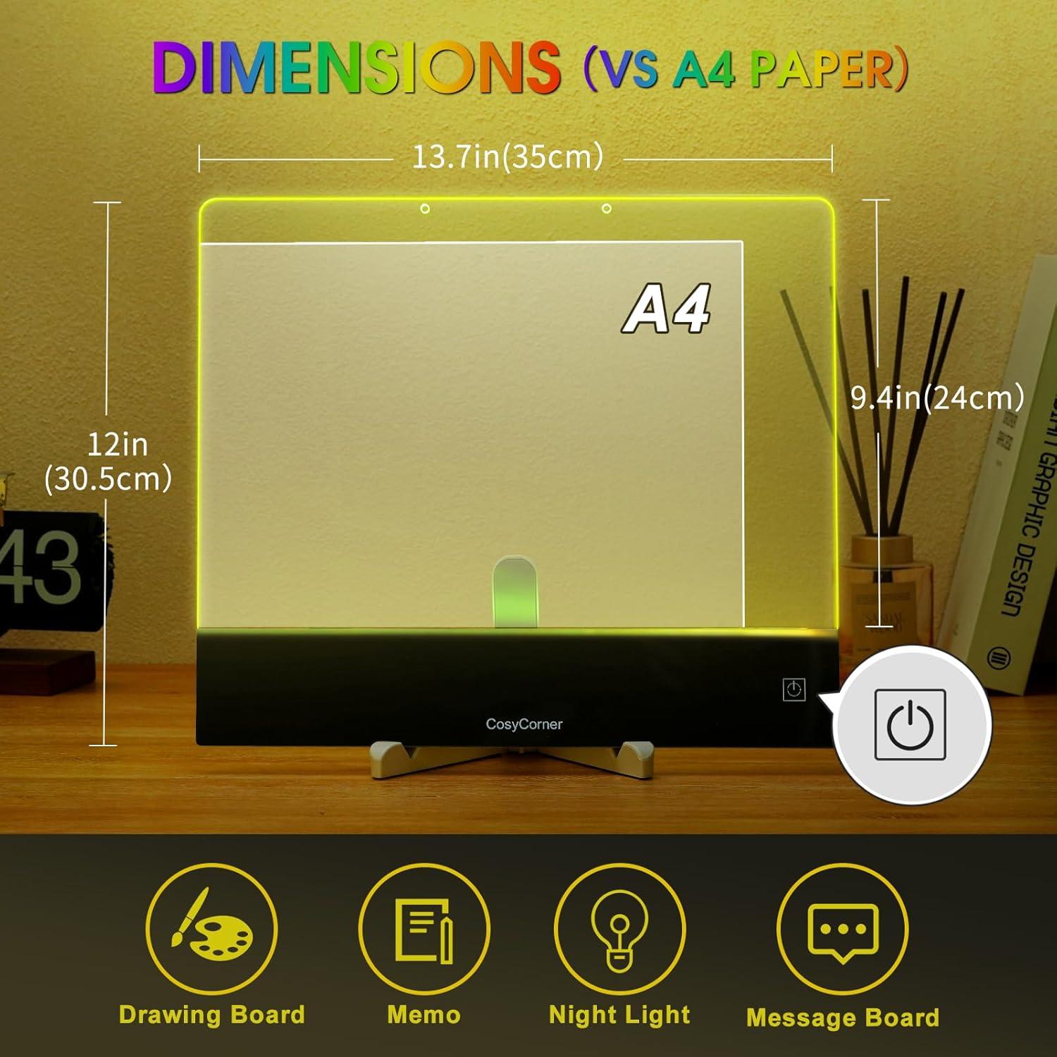 Tablero de Dibujo LED CosyCorner Negro 35.1x32 cm Recargable