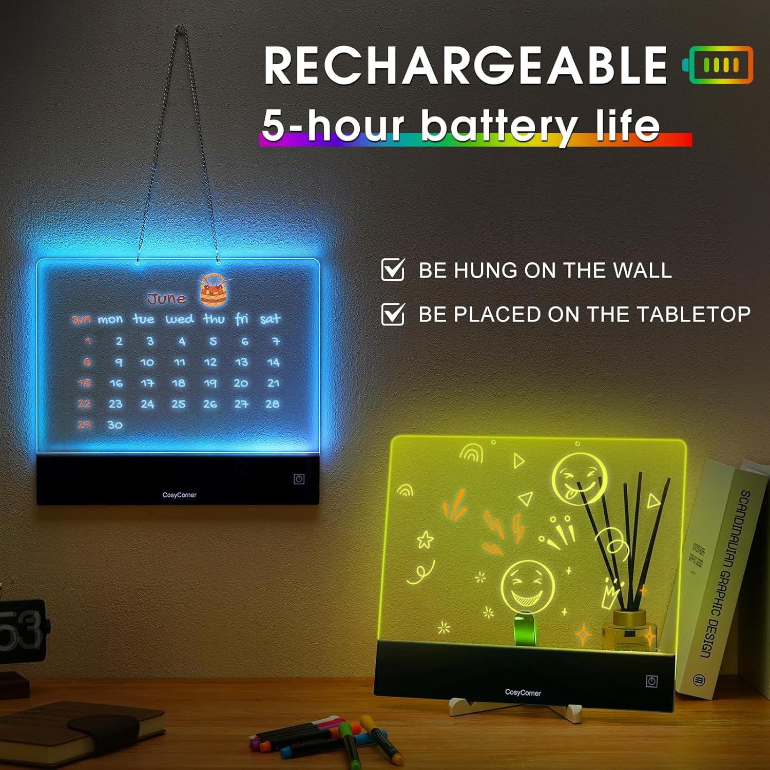 Tablero de Dibujo LED CosyCorner Negro 35.1x32 cm Recargable