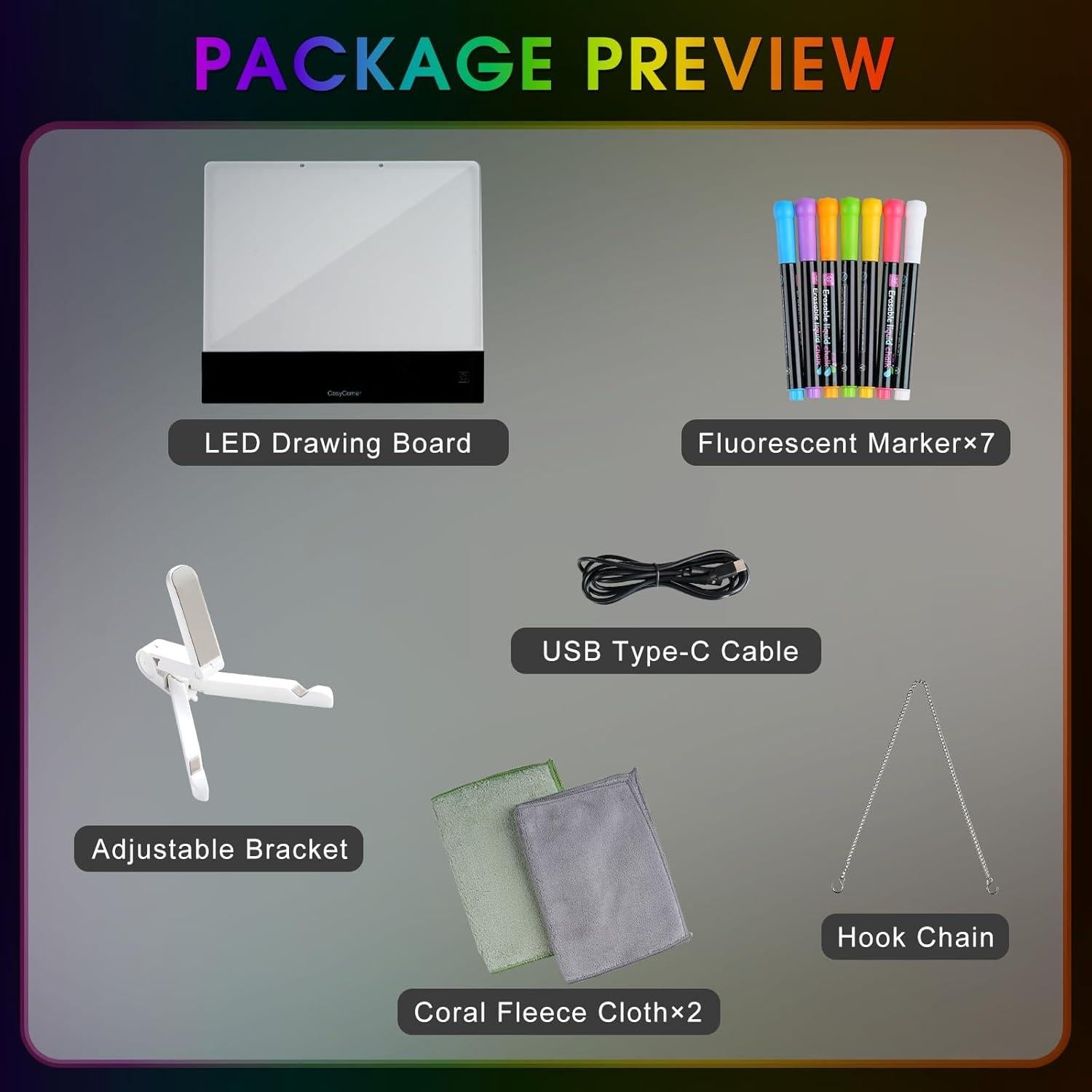 Tablero de Dibujo LED CosyCorner Negro 35.1x32 cm Recargable