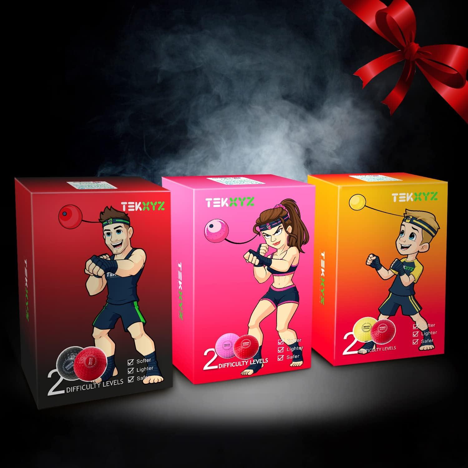 Bola de Boxeo TEKXYZ con Banda para la Cabeza - Amarillo/Rojo