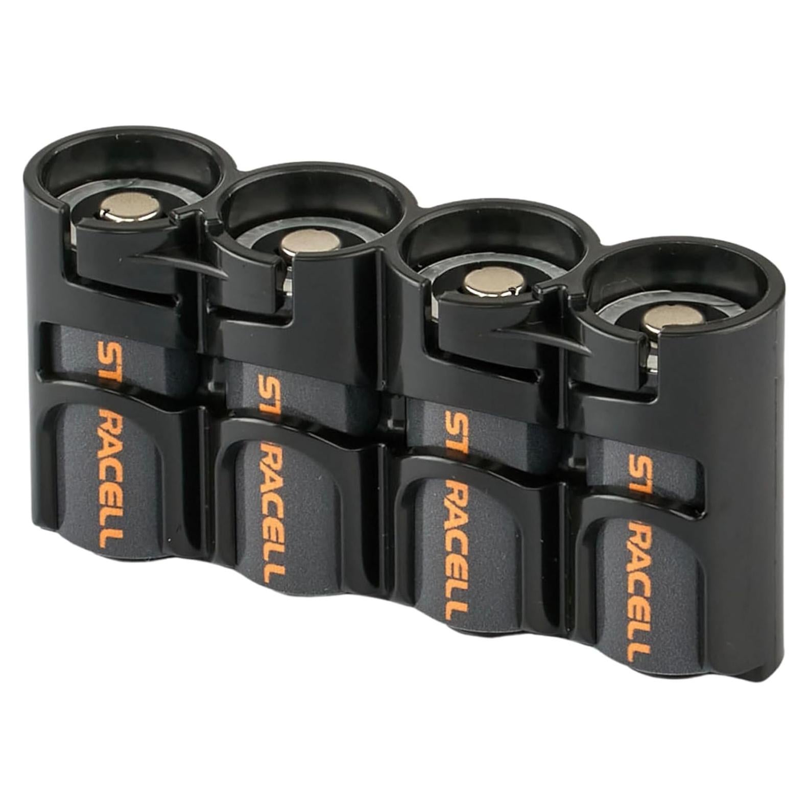Storacell Slimline CR123 Battery Storage Caddy, Black, Holds 4 Batteries (Not Included)
