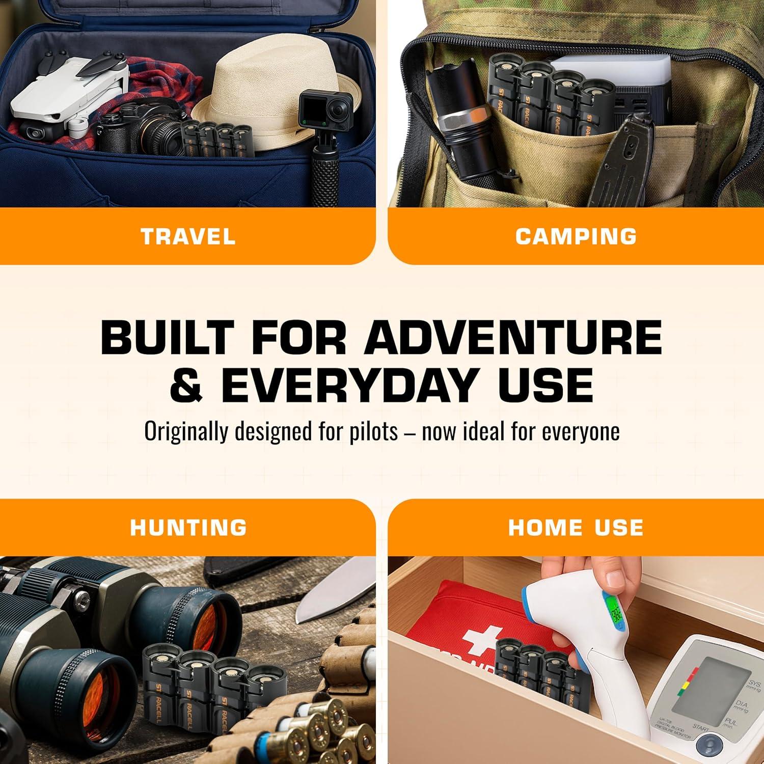 Storacell Slimline CR123 Battery Storage Caddy, Black, Holds 4 Batteries (Not Included)