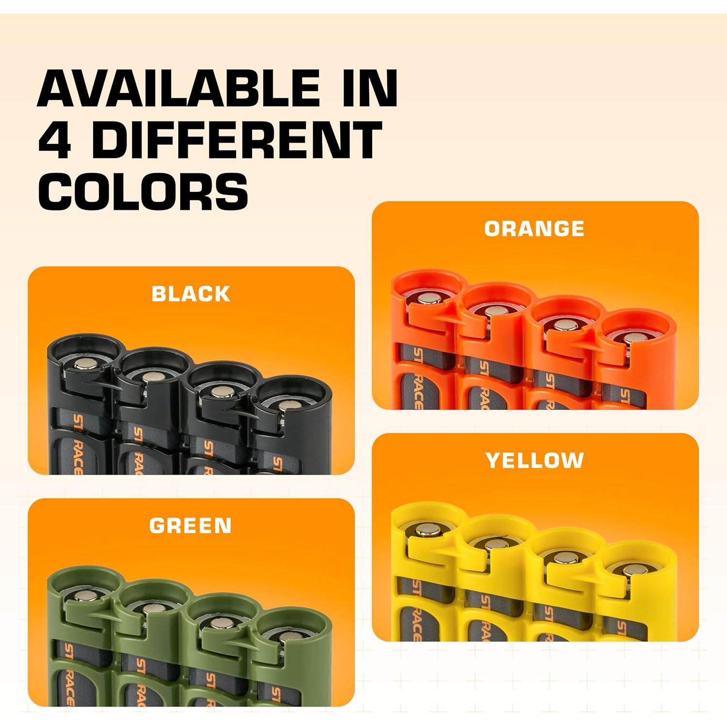 Storacell Slimline CR123 Battery Storage Caddy, Black, Holds 4 Batteries (Not Included)