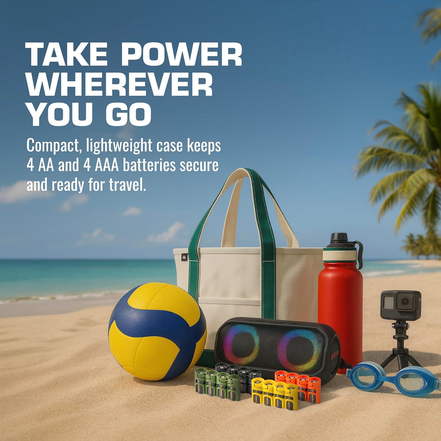 Storacell Slimline CR123 Battery Storage Caddy, Black, Holds 4 Batteries (Not Included)