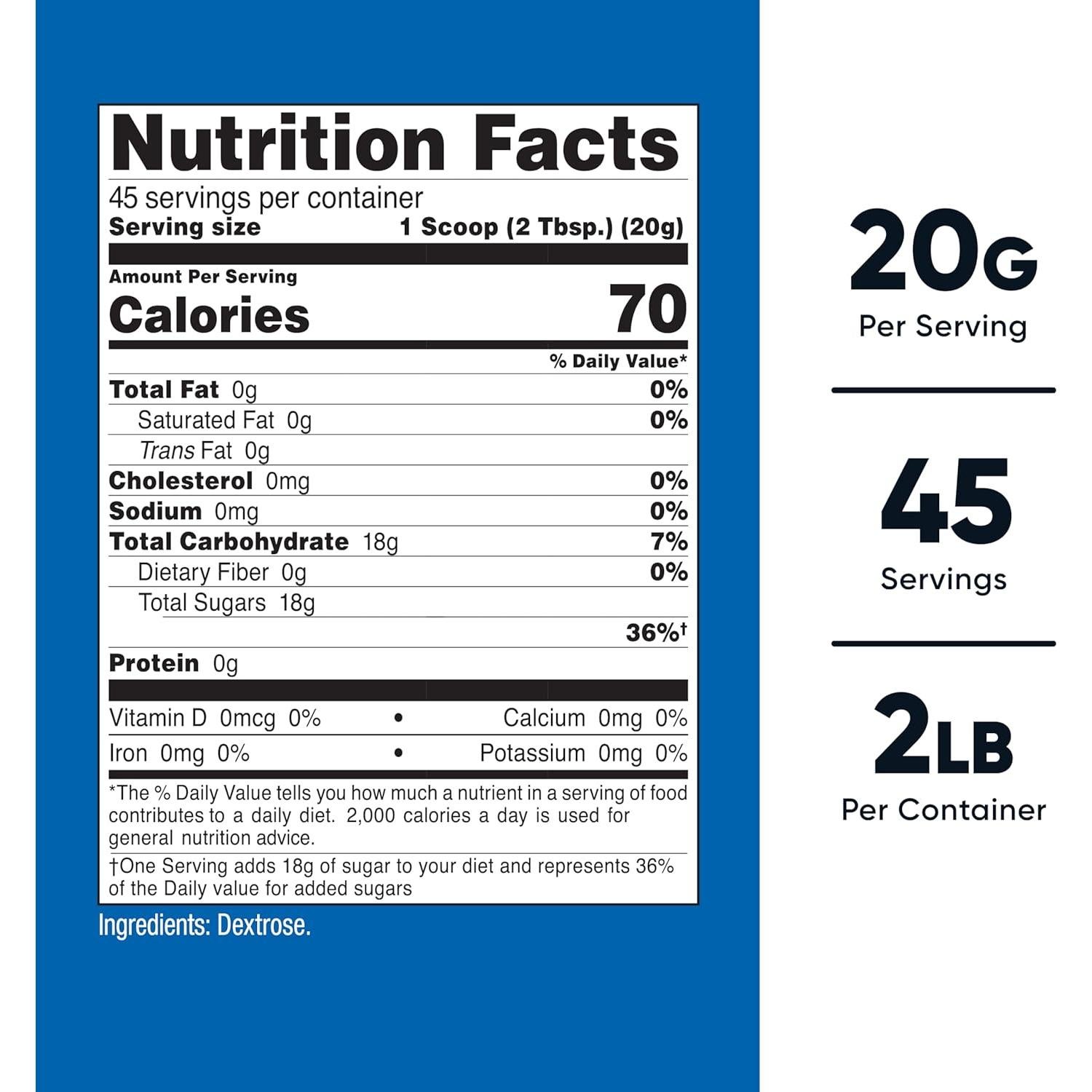 Polvo de Dextrosa Nutricost 0.91 kg - Sin Gluten, No OGM