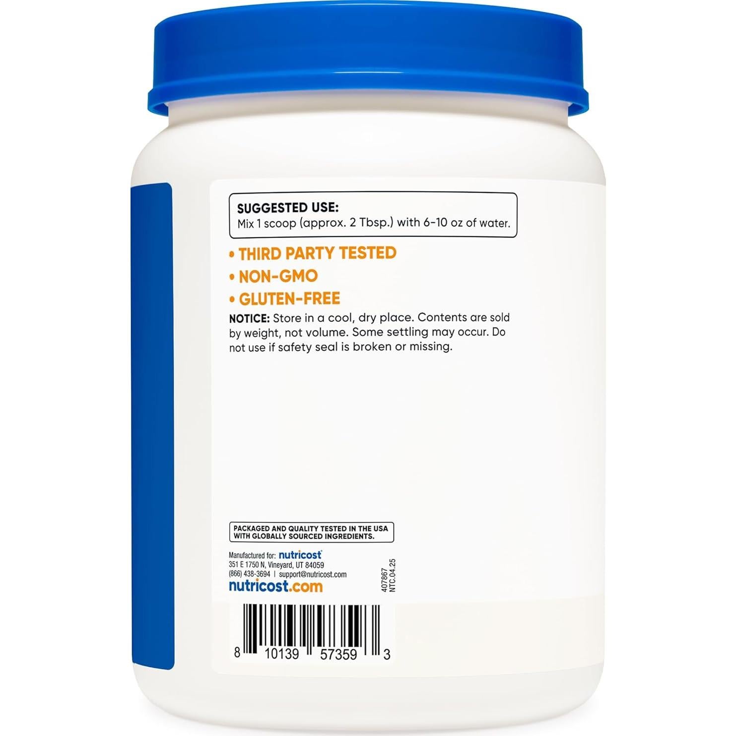Polvo de Dextrosa Nutricost 0.91 kg - Sin Gluten, No OGM