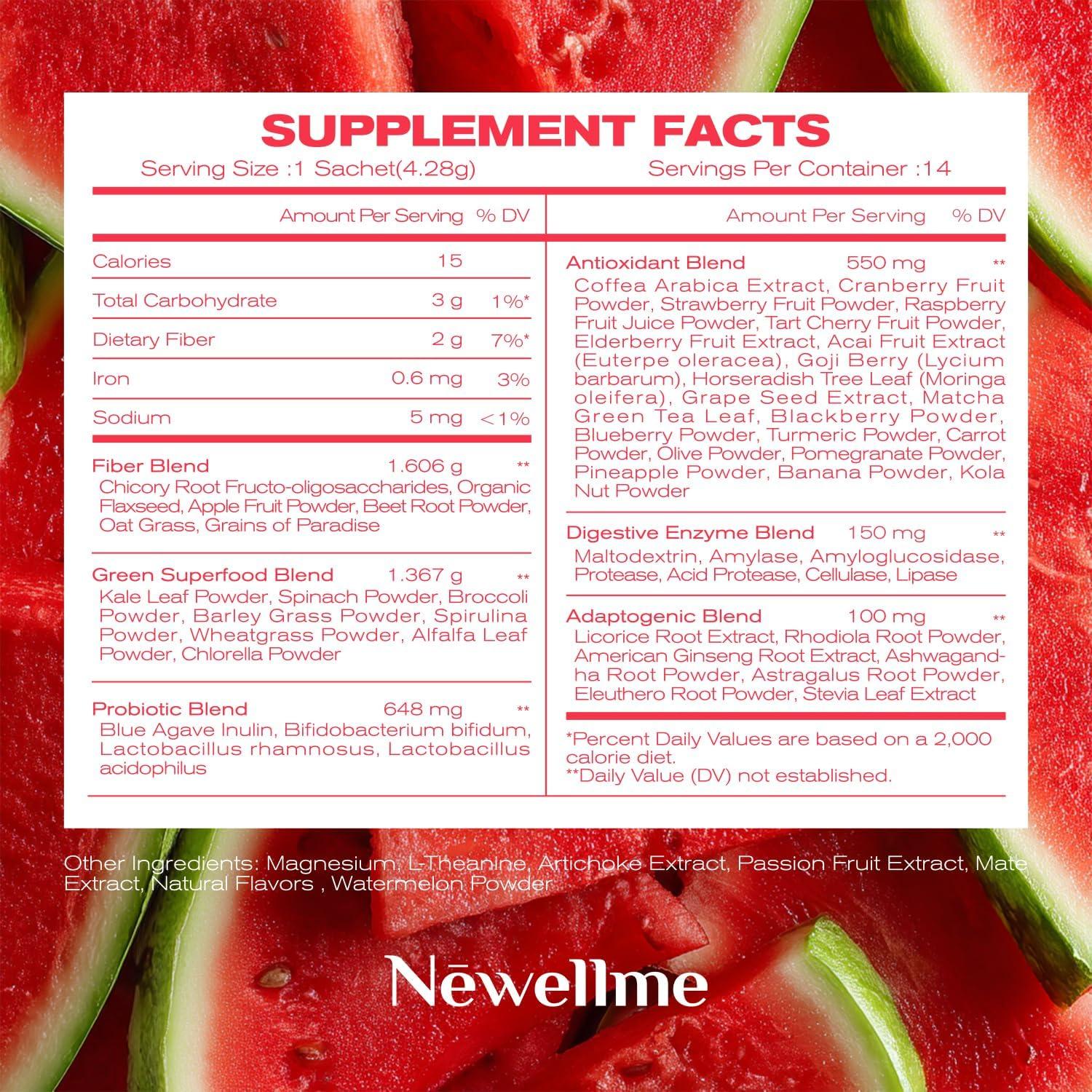 NEWELLME Happy Cleaner Polvo Verde 125g - Sabor Sandía Vegano