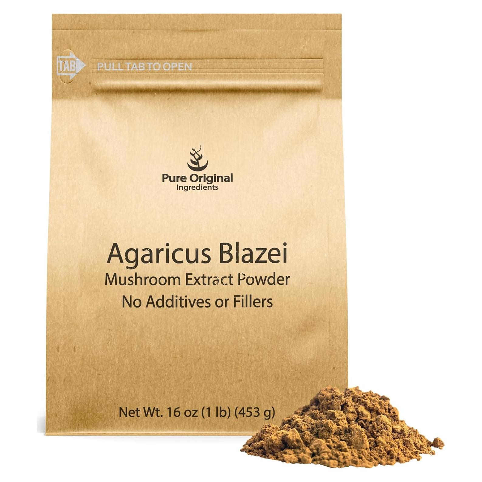 Polvo de Hongo Agaricus Blazei 454g Pure Original Ingredients
