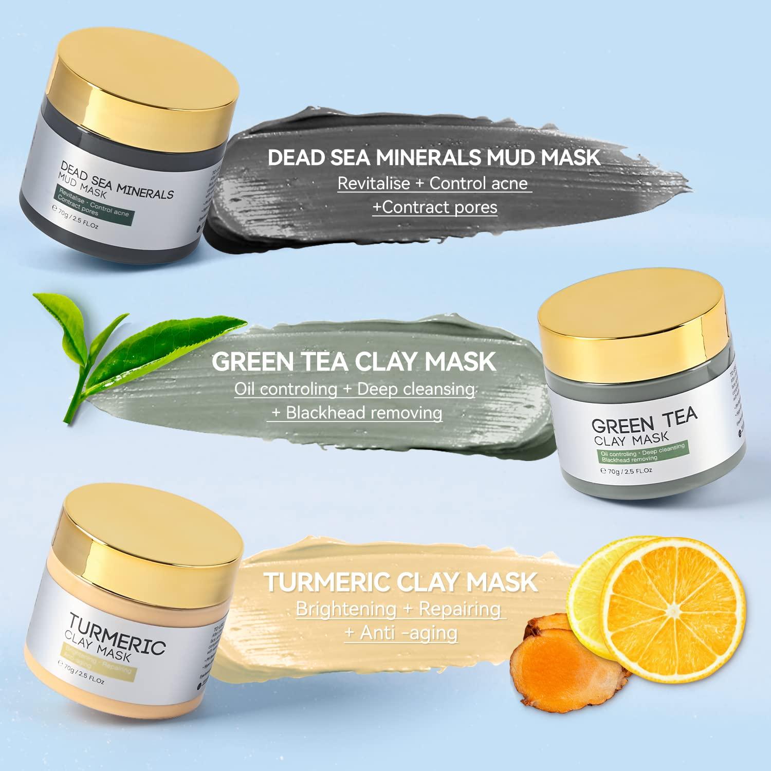 Set de Mascarillas Faciales IIIMEIDU - Arcilla, Té Verde y Barro