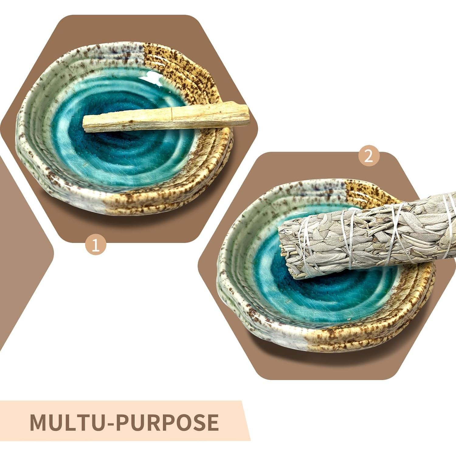 Quemador de Incienso Cerámica X&Y Life 13 cm Azul