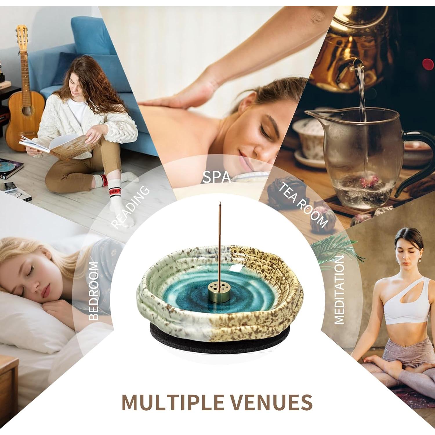 Quemador de Incienso Cerámica X&Y Life 13 cm Azul