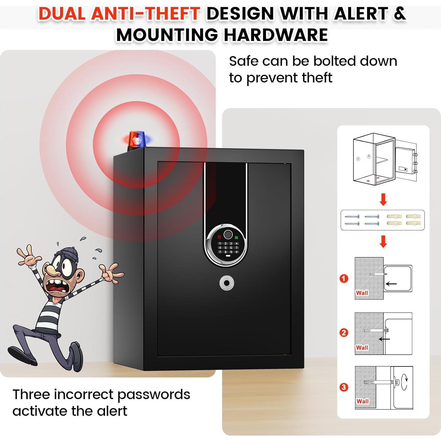 Caja Fuerte Biométrica ACAITED 1.3 Pies Cúbicos a Prueba de Fuego