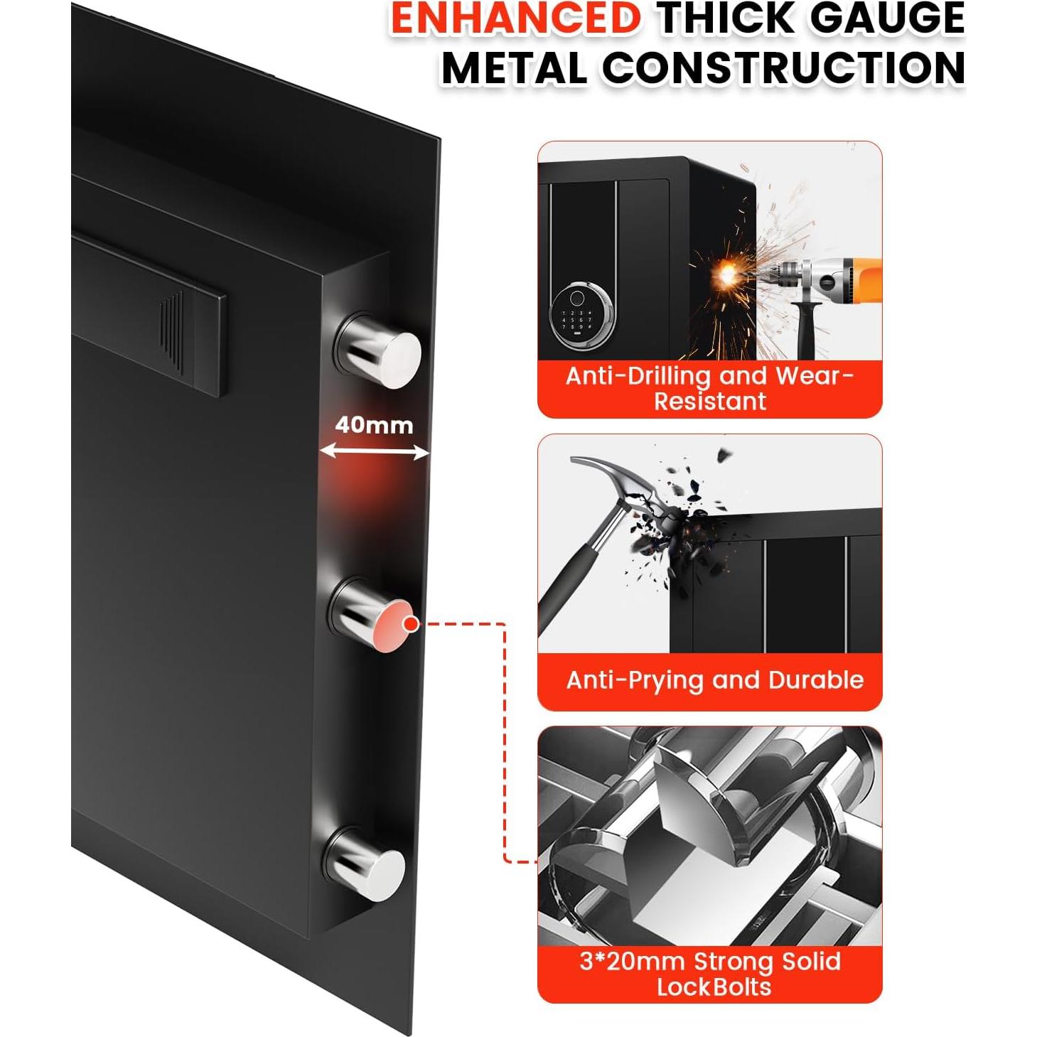 Caja Fuerte Biométrica ACAITED 1.3 Pies Cúbicos a Prueba de Fuego