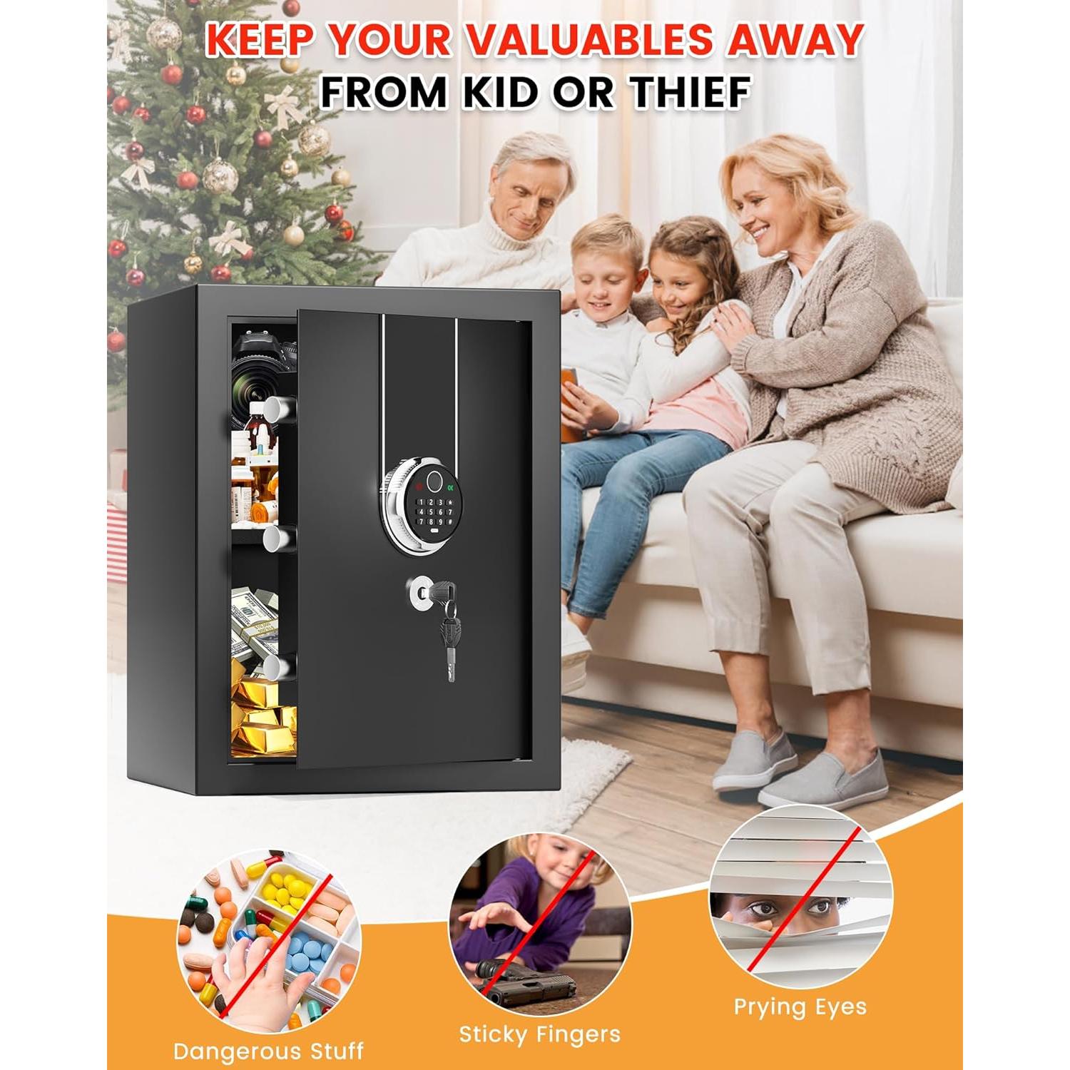 Caja Fuerte Biométrica ACAITED 1.3 Pies Cúbicos a Prueba de Fuego