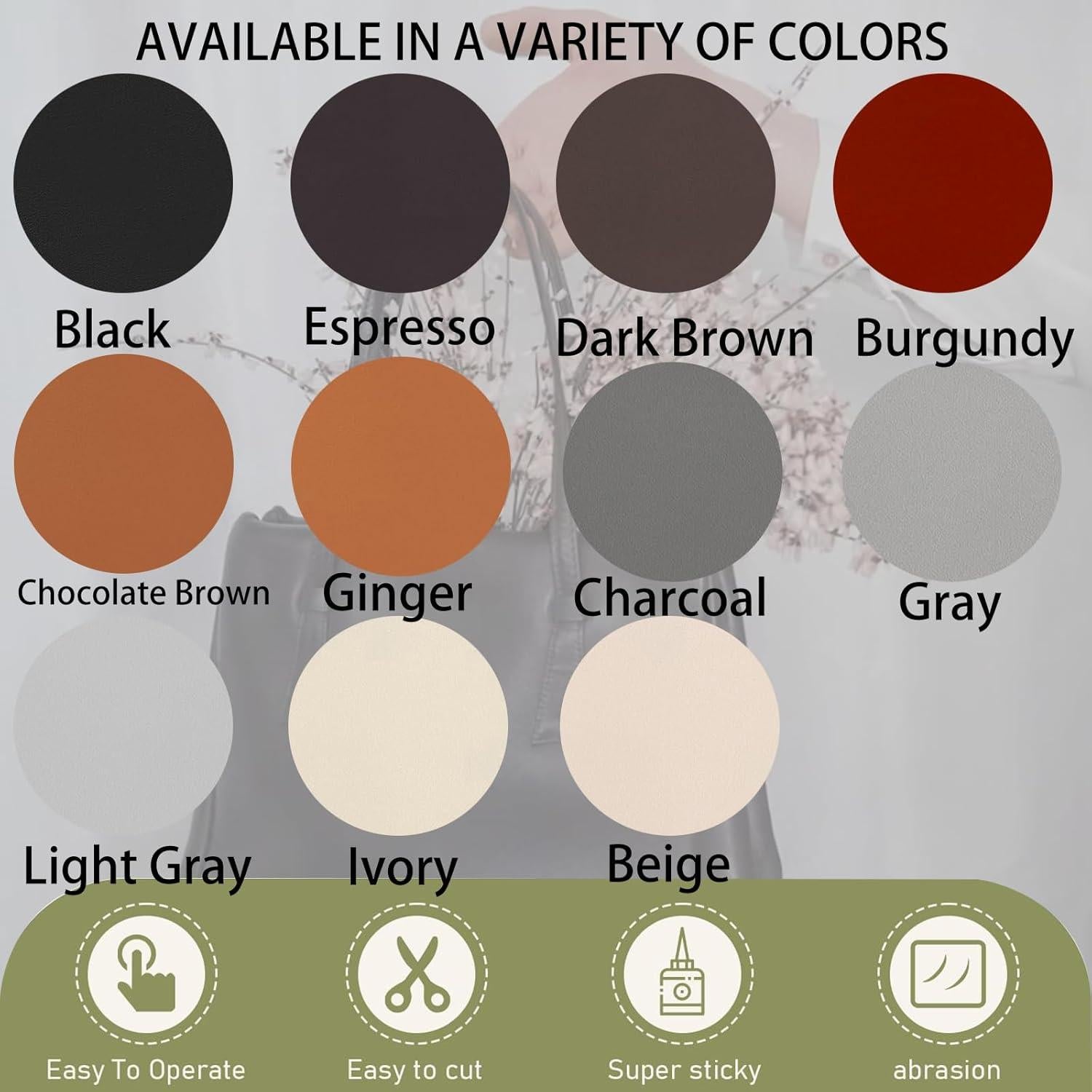 Kit de Reparación Autoadhesiva de Cuero LHOMS 3 Pcs Beige