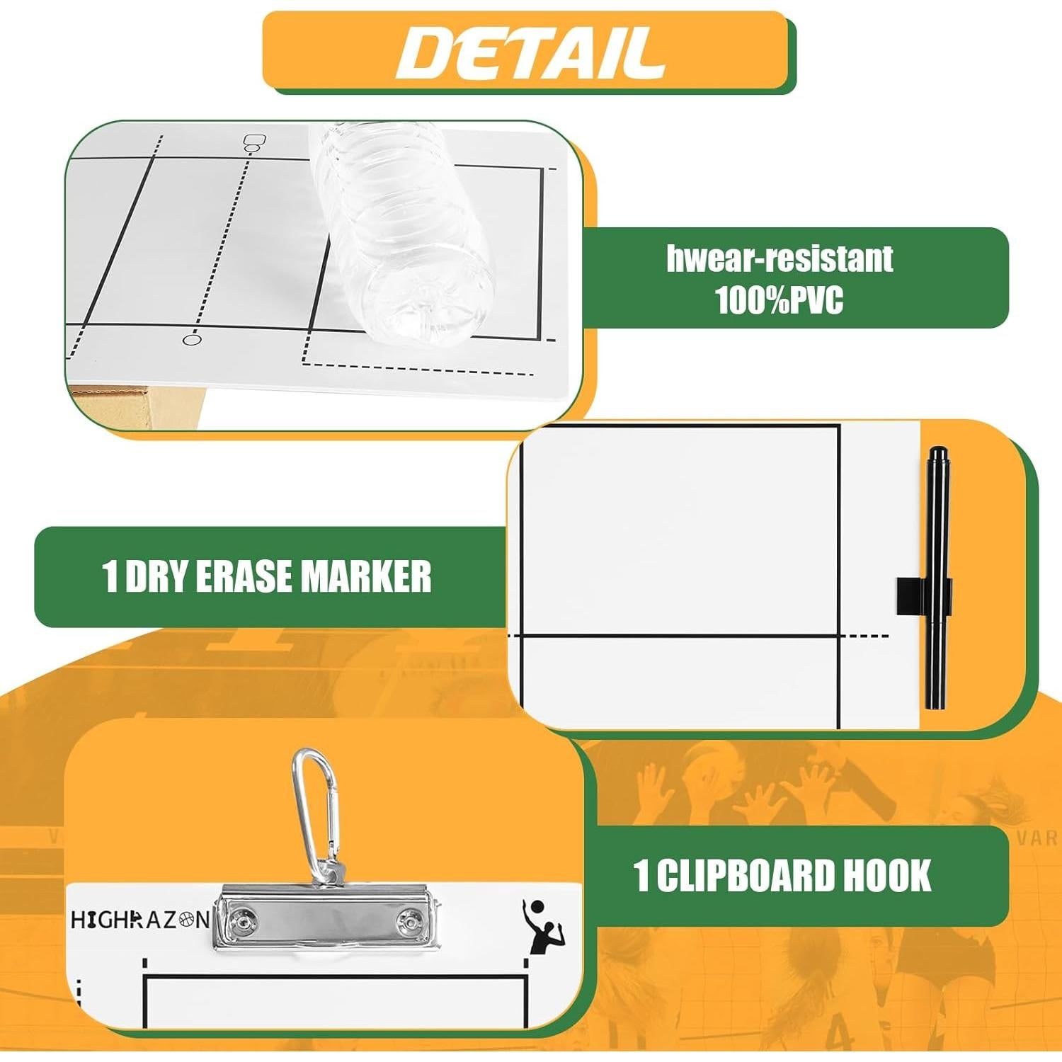 Pizarra Entrenadores Voleibol HIGHRAZON Doble Cara 35.5x22.9cm