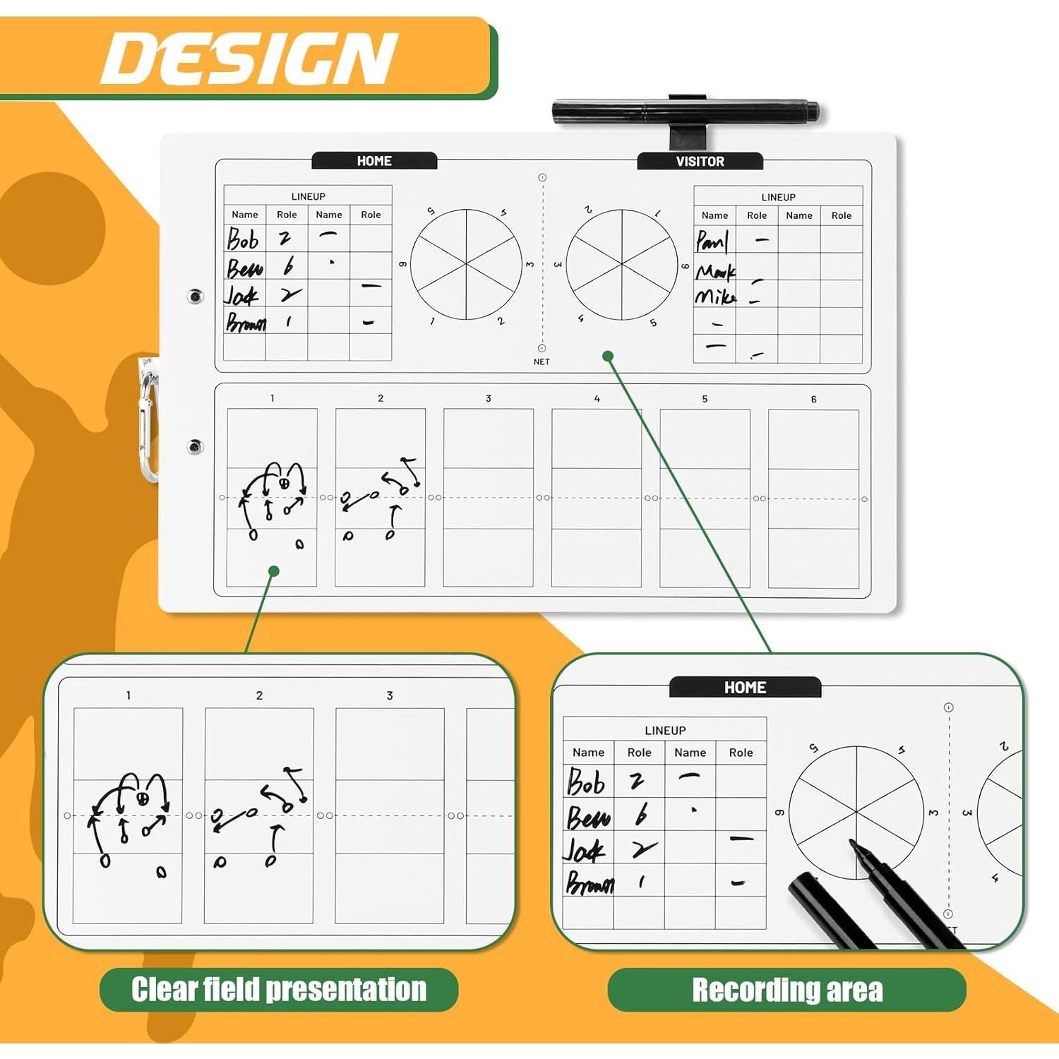 Pizarra Entrenadores Voleibol HIGHRAZON Doble Cara 35.5x22.9cm